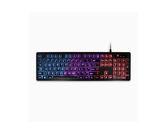 Aluratek Large Print Tri-color LED Backlight Illuminated Keyboard - Black