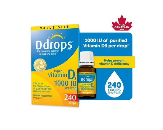 Ddrops¬Æ Liquid Vitamin D3 Vitamin Supplement, 1000IU Value Size - 7 mL