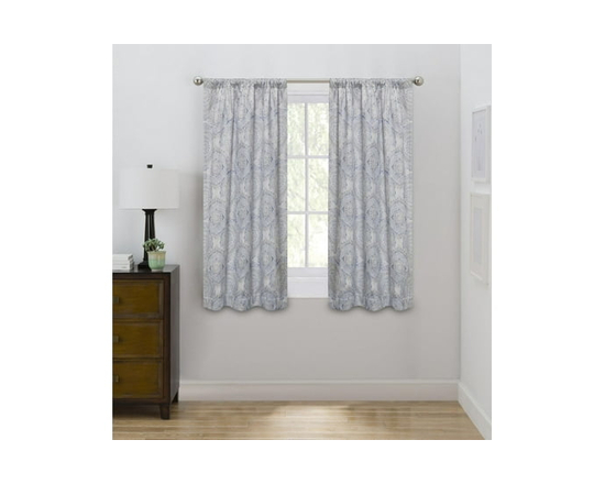 Eclipse Draft Stopper 63" Room Darkening Rod Pocket Window Curtains Panel - 63" (Blue Med.)