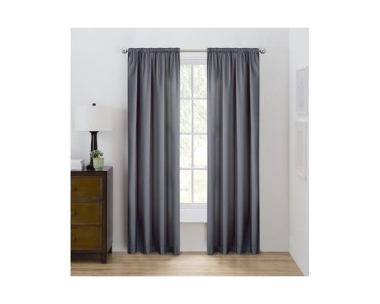 Eclipse Draft Stopper 63" Room Darkening Rod Pocket Window Curtains Panel - 63" (Dark Grey)