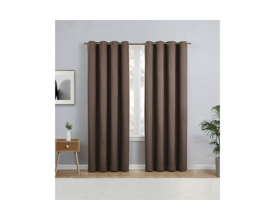 Eclipse Heath 63" Grommet Blackout Window Curtains Panel - 84" (Mushroom)