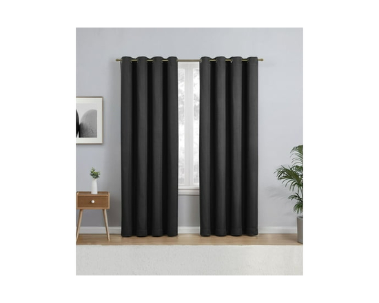 Eclipse Heath 63" Grommet Blackout Window Curtains Panel - 84" (Black)