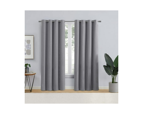 Eclipse Corte 63" Grommet Blackout Window Curtains Panel - 84" (Soft Silver)