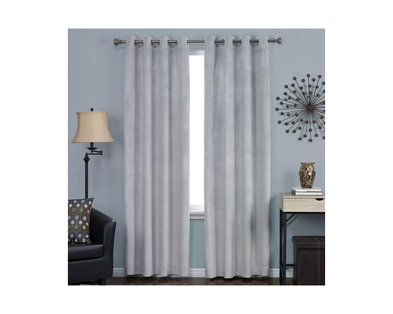 Hometrends Velvet 84" Grommet Blackout Window Curtains Panel - 84" (Silver)