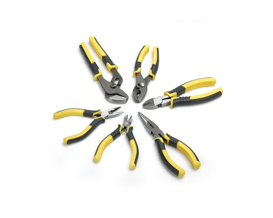 WorkPro Pliers Set -6 Piece,Long Nose,Diagonal,Slip Joint,Groove Joint,Mini Long Nose & Diagonal Pliers - Multiple