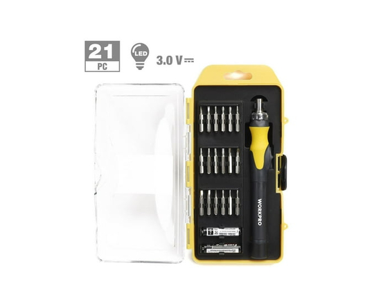 WorkPro allumé tournevis de précision puissance 21 pièces, Bit de précision - 21