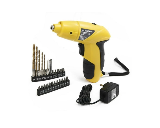 WorkPro 4.8V Cordless Screwdriver,4.8V Stubby Drill,Drill Bits and Screwdriver Bits - 25