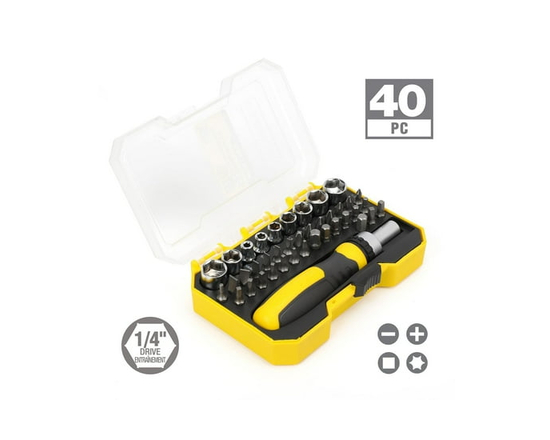 WorkPro 40-Piece Ratchet Driver Set,Ratchet Bit Driver,1/4" Dr. Sockets and Screwdriver Bits - 1/4 INCH