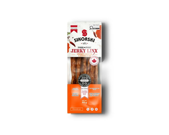 Sikorski Jerky LinX Porc Smokin' Cayenne Collations de Jerky 65 g - Petit