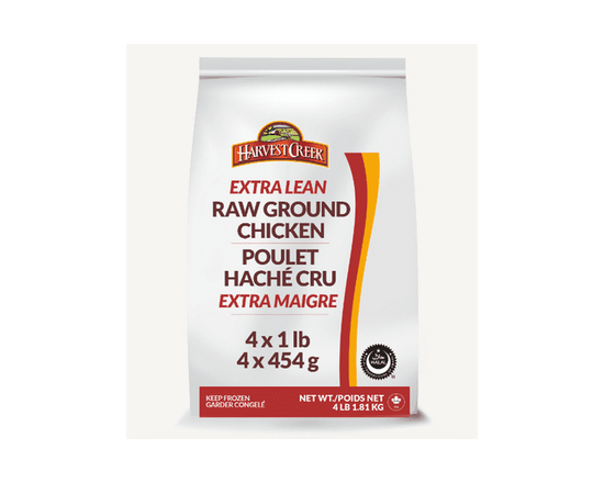 Harvest Creek Poulet haché extra maigre, cru, halal - 4 x 1 lb