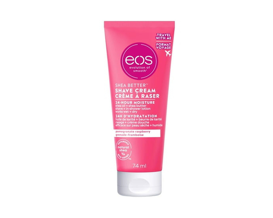eos Shea Better Crème à Raser Hydratante, Format Voyage, Grenade-Framboise, 24 H d'Hydratation - 2.5 fl oz