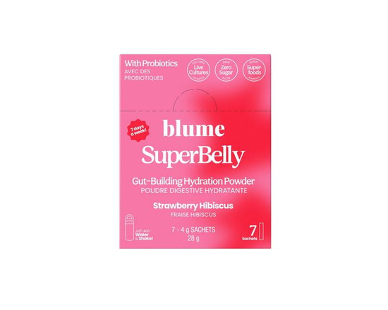BLUME SuperBelly Gut Health-Building Hydration Powder with Pre/Pro-biotics & Electrolytes - Strawberry Hibiscus Flavoured