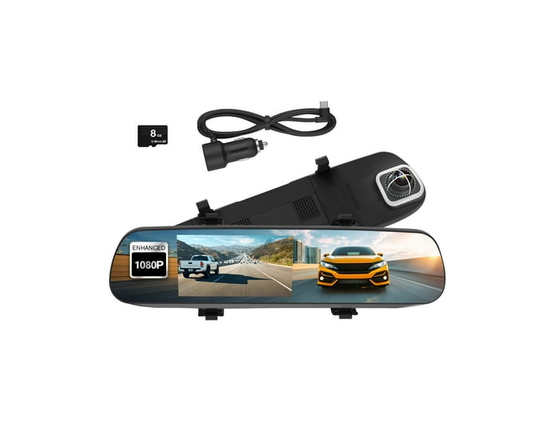 YADA Roadcam Mirror 1080p Dash Cam with 4.7" Monitor, Smart G-Sensor, Rearview Mirror Design, MicroSD Card Included – BT533147F - 3.71 x 7.70 x 30.41 