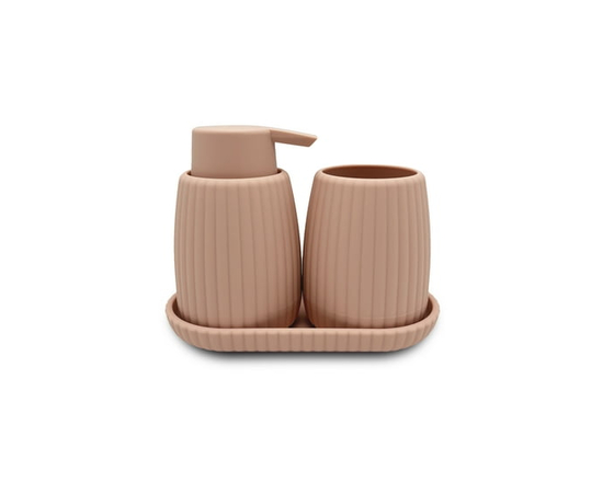 Mainstays 3-Piece Bathroom Accessory Set, White (Pink)