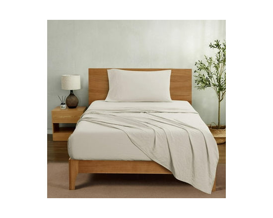 Mainstays Washed Ultra Soft Microfiber Bed Sheet Set, Full, Papyrus Biege, 4 Piece (Papyrus Beige)