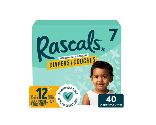Rascals Premium Absorbent Baby Diapers, Size 4, Small Carton, 56 Count - Size 7