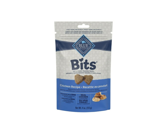 Blue Buffalo Bits Soft Dog Treats for Training, Chicken Recipe 4-oz bag - Single serve;small, medium, large and xlarge.