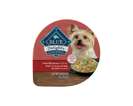 Blue Buffalo Delights Nourriture Humide pour Chiens de Petite Race Saveur de Côte de Boeuf en Sauce pour Chiens Adultes, Sans Céréales,. Coupelle 100g