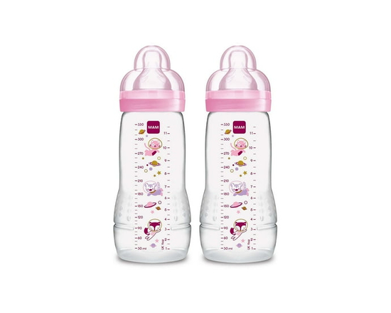 MAM Easy Active Bottle 2x11oz Bottles, Pink