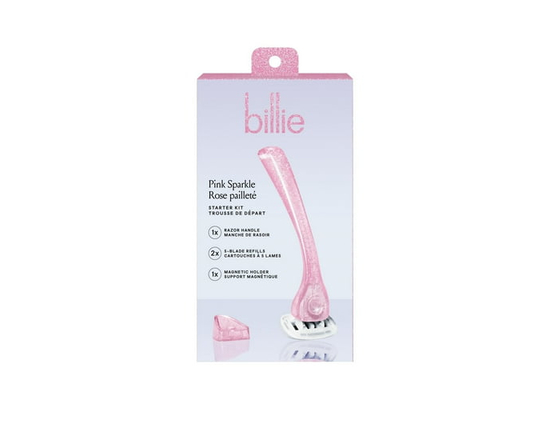 Billie Women’s Razor Kit - 1 Handle + Magnetic Holder + 2 x 5-Blade Refills - Pink Sparkle