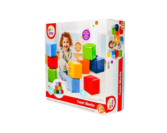 Blocs en mousse Play Day, blocs de jeu doux en similicuir pour enfants de 2 ans et plus, ensemble de 9 pièces