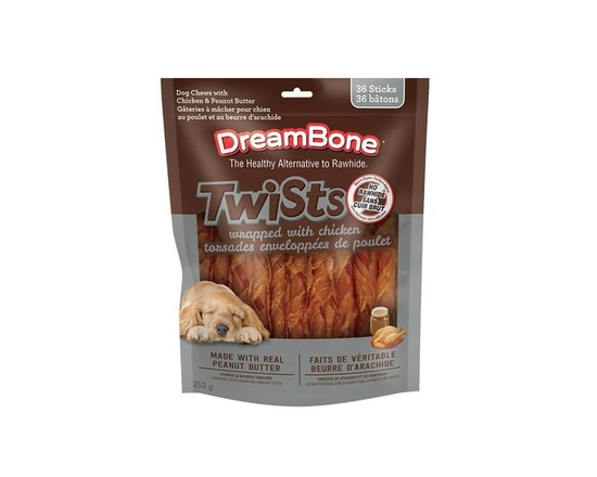 DreamBone Twist Stick Dog Treats, Peanut Butter Flavor, 36 Count – Rawhide-Free Chew Sticks for Dogs, Everyday Treats for Training & Rewarding - All s