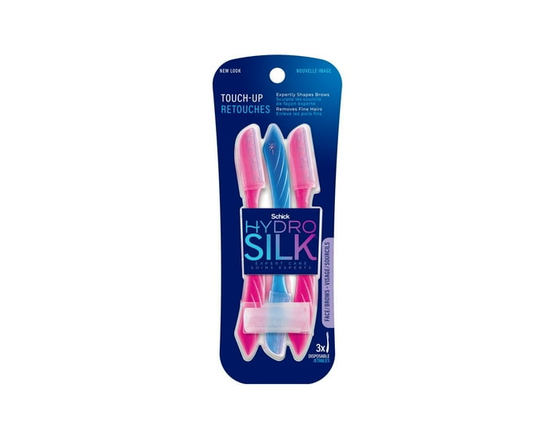 Schick Hydro Silk Rasoir Exfoliant pour Sourcils pour Retouches & Tondeuse de Précision - 3 Rasoirs Jetables