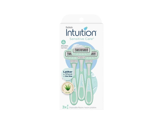 Emballage de 3 rasoirs jetables à 4 lames Schick® Intuition® Sensitive Care®