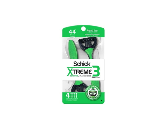 4 rasoirs jetables à 3 lames pour hommes Schick Xtreme3 pour peau sensible