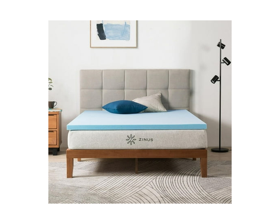 Zinus Spa Sensations Full 2 inch Cooling Gel Memory Foam Mattress Topper, Pressure Relief, CertiPUR-US Certified Foam