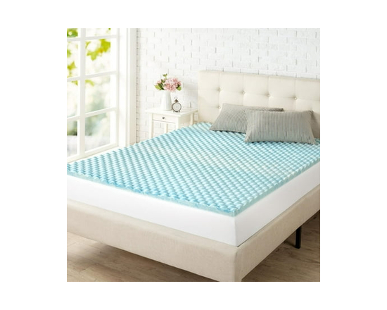 Zinus Spa Sensations Queen 1.5 inch Swirl Cooling Gel Air Flow Memory Foam Mattress Topper, Pressure Relief, CertiPUR-US Certified Foam