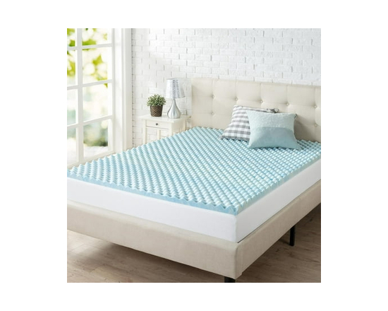 Zinus Spa Sensations King 2 inch Swirl Cooling Gel Air Flow Memory Foam Mattress Topper, Pressure Relief, CertiPUR-US Certified Foam