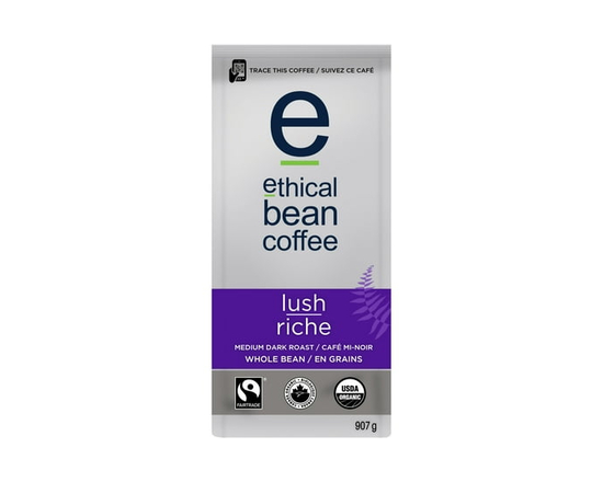 Café en grains Ethical Bean Coffee riche torréfaction mi-corsée – biologique et certifié équitable - 907 g