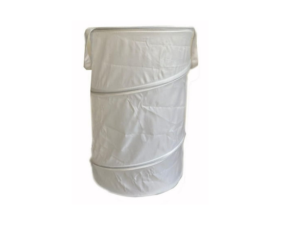 Mainstays 74L Pop-Up Spiral Polyester Laundry Hamper, White, Adult Use,Foldable