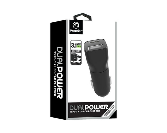 3.1Amp Type-C w/USB Car Charger - One Size