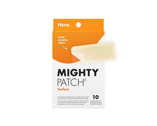 Hero Cosmetics Mighty Patch Surface – Grands Patchs Hydrocolloïdes pour les boutons sur le corps, le dos et le visage, Adaptés aux Peaux Sensibles - X