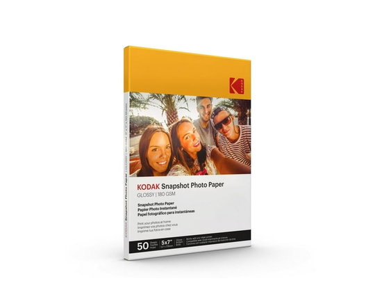 Kodak Snapshot Glossy Photo Paper, 5" x 7", 180 gsm, 50 Sheets - 5 in x 7 in