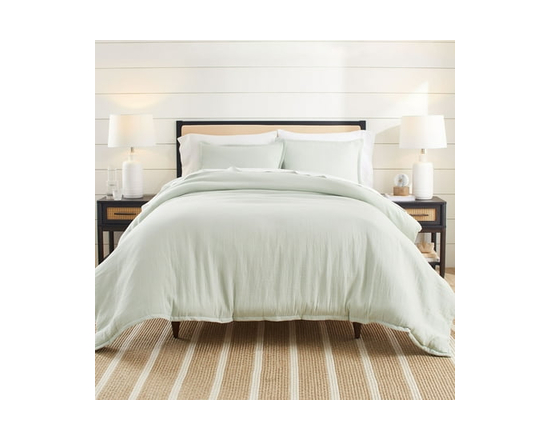 Better Homes & Gardens 3-Piece Arctic White Crinkled Gauze Duvet Set, Adult King (Soft Sea)