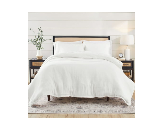 Better Homes & Gardens 3-Piece Arctic White Crinkled Gauze Duvet Set, Adult Double/Queen (Arctic White)