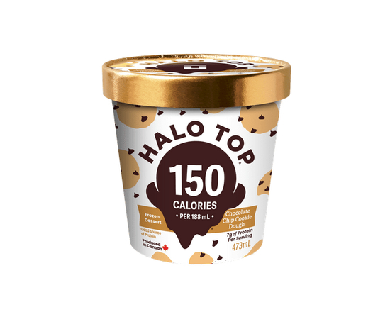 Halo Top Chocolate Chip Cookie Dough Frozen Dessert, Low Calorie, High Protein, 473 mL Tub - 473 mL