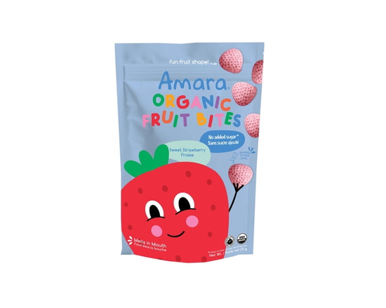 Amara Organic Fruit Bites, Sweet Strawberry, 23g, Melt-In-Mouth Baby & Toddler Snack, No Sugar Added - 23g