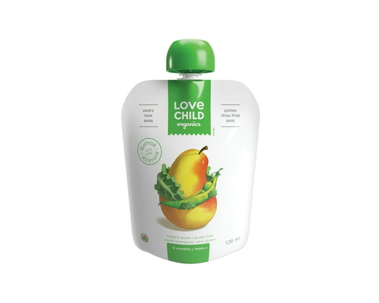 Love Child Organics Superblends Pears, Kale + Peas Puree 128ml Pouch - 128 ml