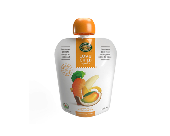 Love Child Organics Super Blends Baby Puree - Bananas, Carrots, Mangoes & Coconut - 128 ml