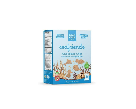 Love Child Organics Sea Friends Chocolate Chip 5ct Snack Pack Cookies 100g Box - 100 g