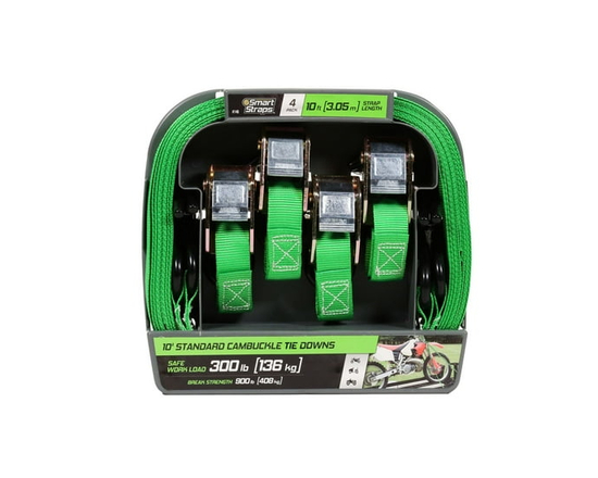 Attache à boucle à came, 3m (10 pi), 408 kg (900 lb), emballage de 4, vert
