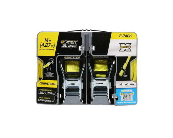 Attache à cliquet RatchetX, 4,2m (14 pi), 2,2 tonnes (5000 lb), emballage de 2, jaune