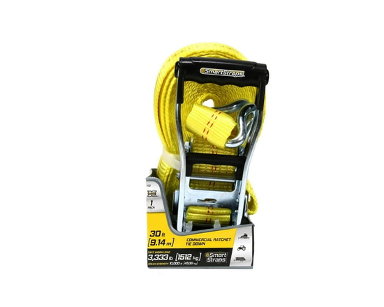 Attache à cliquet commercial SmartStraps RatchetX avec crochets double en forme de J, 5,08 cm (2 po) x 76 cm (30 po), 4,5 tonnes (10 000 lb)