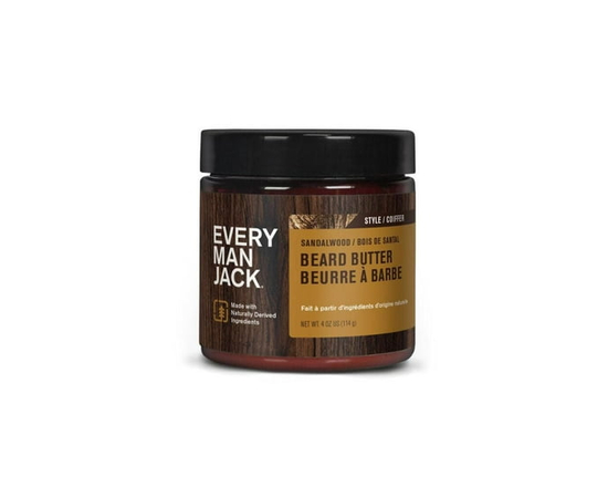 Every Man Jack Sandalwood Teak Hydrating Beard & Scruff Softening Butter for Men, Naturally Derived, 114g - 4 oz
