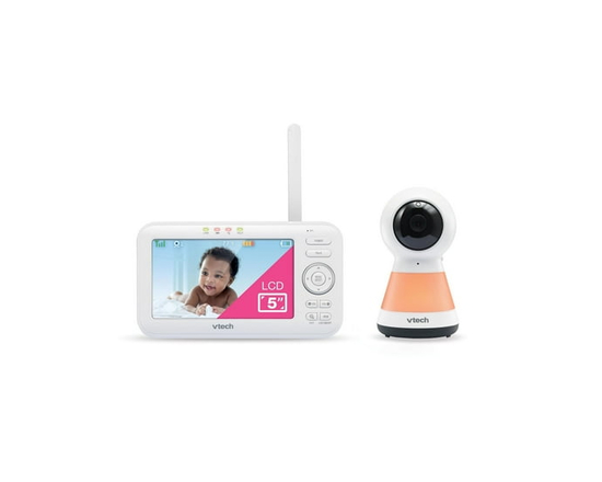 VTech VM5255 Moniteur de bébé vidéo numérique à balayage panoramique de 5 po avec veilleuse (Blanc)