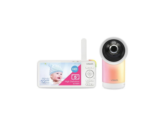 RM5766HD de VTech, Moniteur de bébé vidéo intelligent 1080p avec accès à distance de 360 degrés à panoramique et inclinaison haute définition de 720p 